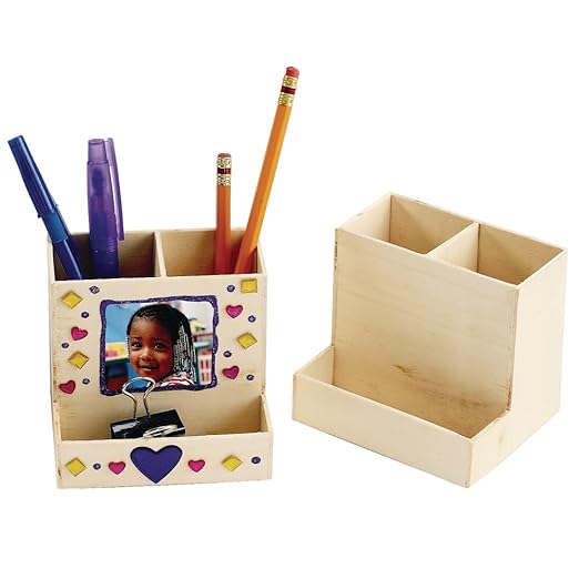 Colorations® Decorate Your Own Wooden Desktop Organizer, Set of 12, Craft for Kids, Pre-Assembled Organzier, Create Unique & Personal Designs, Fun Kids Craft Project, Craft Project for Boys & Girls