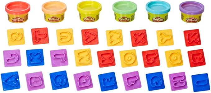 Play-Doh Fundamentals Letters with 26 Letter Stamper Tools, 6 Cans of Assort. Colors, Back to School Classroom Supplies, Kids Arts & Crafts, Preschool Toys, Ages 3+