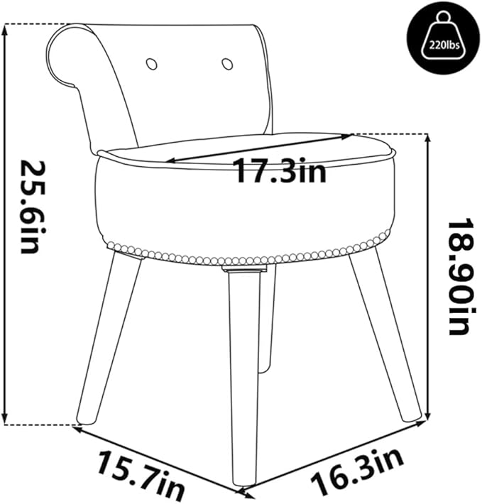 Vanity Stool with Back -Black Velvet Vanity Chair with Back Small Vanity Makeup Vanity Chair Velvet Vanity Stool Chair Tufted Accent Chairs Makeup Chair for Vanity for Women Girls and Kids(Black)