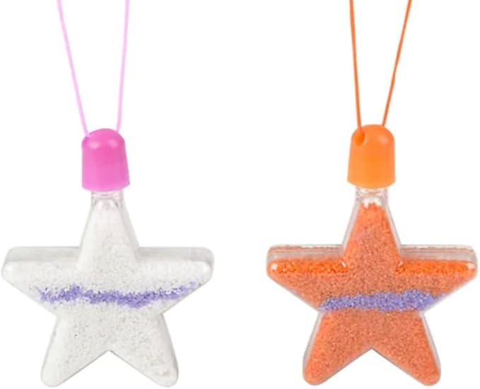 Nikki's Knick Knacks Star Shaped Sand Art Bottle Necklaces - Make Your Own Sand Art Bottle Necklace Craft Kit Party Favors - 12 Piece, Clear