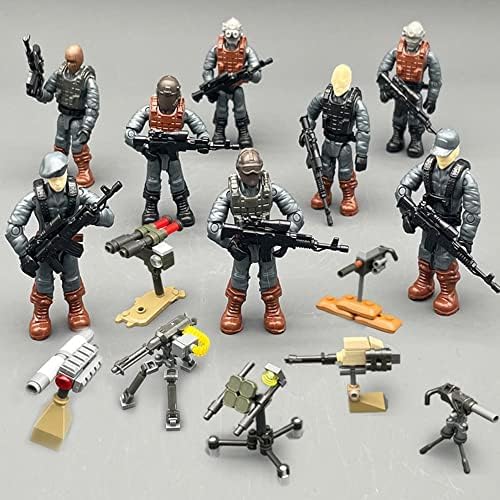 8 PCS Building Block City Policeman Action Mini-Figures with Multiple Military Weapons Accessories SWAT Model Equipment Assembly Building Toys Party Favors Gift for Boys