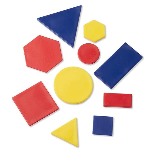 hand2mind Plastic Attribute Blocks Classroom Kit, Geometric Shapes for Kids, Sorting Shapes for Classroom, Montessori Math Manipulatives Kindergarten, Teacher Supplies for Math Classroom (Set of 6)