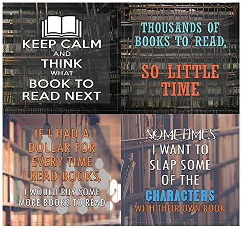Creanoso Bookish Humor and Sayings (10-Sheet) – Total 120 pcs (10 X 12pcs) Individual Small Size 2.1 x 2. Inches, Waterproof, Unique Themes Designs, DIY Art Decal for Boys & Girls, Children, Teens
