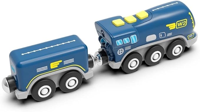 Battery Operated Action Locomotive Train (Magnetic Connection)- Powerful Engine Bullet Train Compatible with Thomas, Brio, Chuggington Wooden Train Set and Tracks- Toys Car for Toddlers