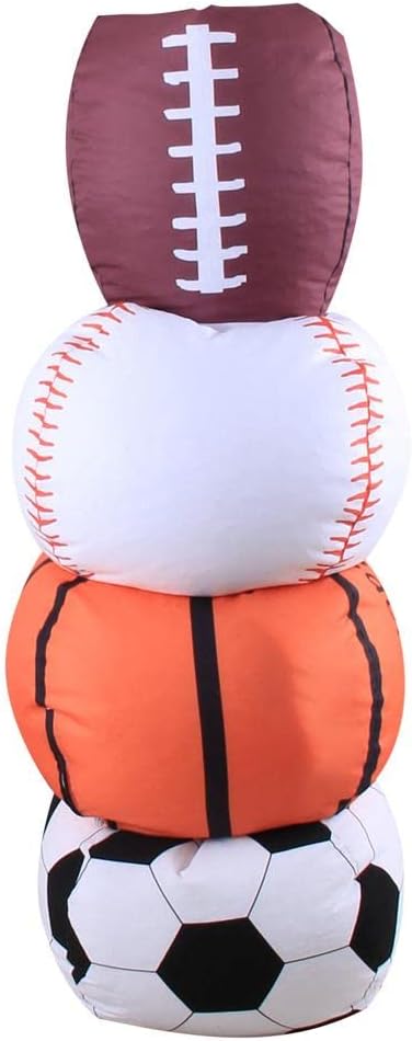 Storage Bean Bag Chair 18 Inch Beanbag Cover with Zipper for Kids Plush Toys Game Play (Basketball)