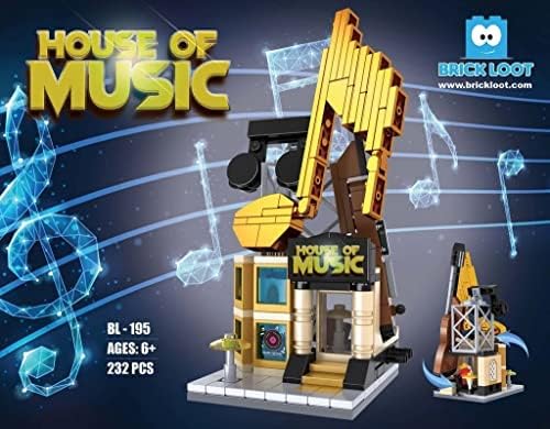 Brick Loot Mini City House of Music Shop Set, Toy Building Blocks, Custom Designed Brick Model Kit for Adults & Kids Age 6+, Compatible with Lego and Major Toy Building Block Brands, 232 Pieces