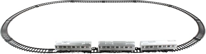 New York MTA New York City 3 Pc. Battery Operated Train Set with Track ,39" X 25",Silver