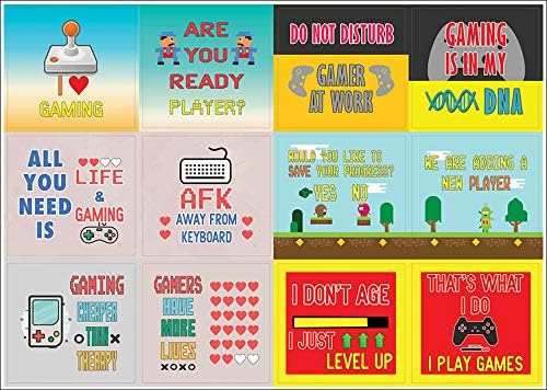 Creanoso Fun Gamer Stickers for Gamers (10-Sheet) – Colorful Gift Funny Stickers – Awesome Stocking Stuffers Gifts for Gamers, Console Players, Adult Men Teens – Gaming Tournament Giveaways