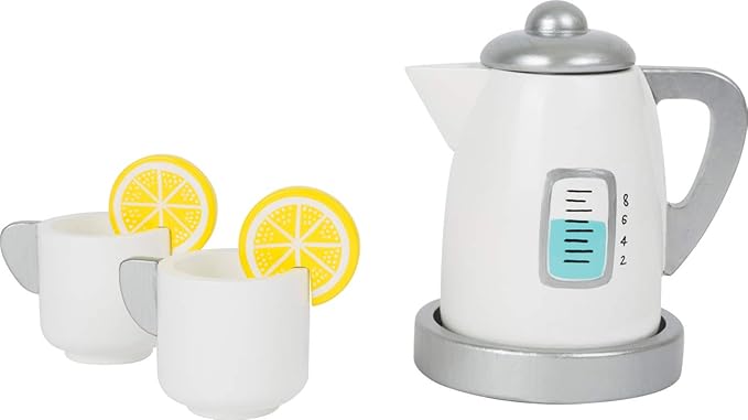 Small Foot Wooden Toys Tea Kettle Wooden playset for Children Play Kitchens Designed for Children Ages 3+, Multi