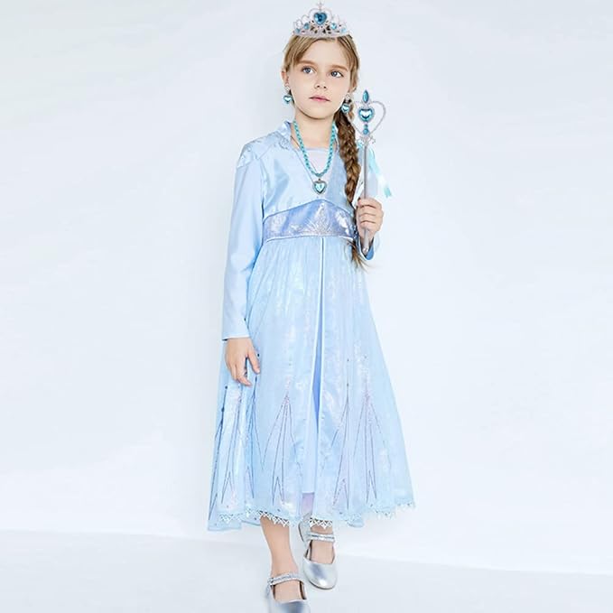 Princess Elsa Costume Dress up Accessories for Girls Elsa Cosplay Accessories Christmas Gifts Set Elsa Gloves Tiara Crown Necklace Wand Earrings Ring Princess Accessories for Girls