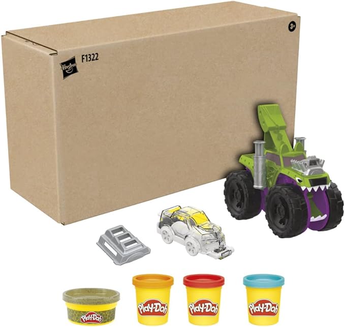 Play-Doh Wheels Chompin' Monster Truck Toy for Kids 3 Years and Up with Car Accessory and 4 Non-Toxic Colors Including Terrain Color