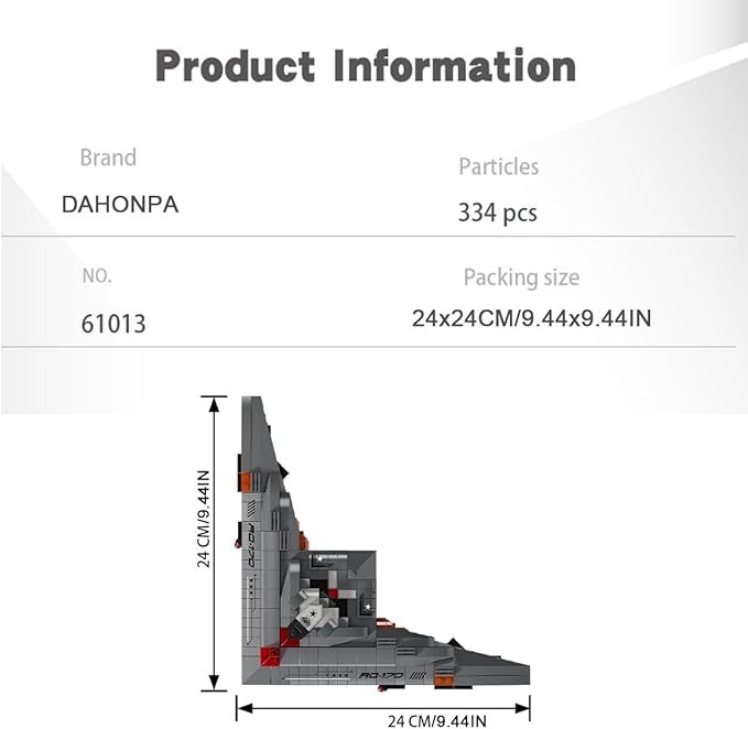 DAHONPA RQ-170 Fighter Military Series Building Bricks Set (334 Pcs) Air-Force Build Blocks Toy, Gift for Adult