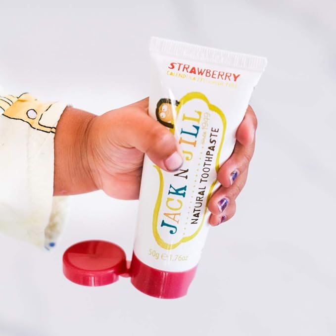 Jack N' Jill Natural Toddler Toothpaste for Baby, Kids and Infants 6 Months & Up, Fluoride Free Training Toothpaste for Toddlers 1-3 (1.76 Fl Oz (Pack of 6), Strawberry)
