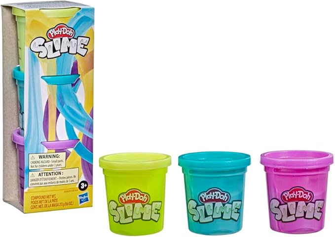 Play-Doh Brand Slime 3 Pack of Non-Toxic Slime - Yellow, Metallic Purple, & Metallic Teal