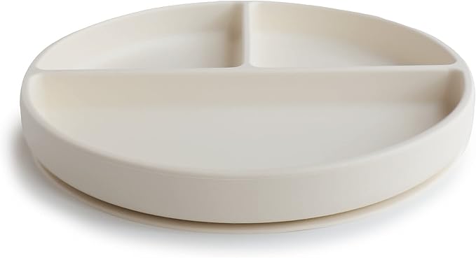 mushie Silicone Suction Plate | BPA-Free Non-Slip Design (Ivory)
