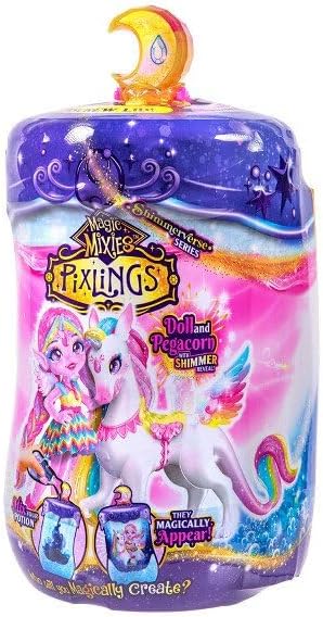 Magic Mixies Pixlings Shimmerverse Series, Create & Mix Potion to Reveal Unia The Unicorn Pixling & Rainbow Star The Pegacorn, This Beautiful 6.5" Pixling Doll Appears Inside The Potion Bottle