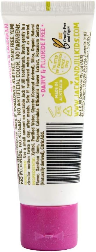 Jack N' Jill Natural Toddler Toothpaste for Baby, Kids and Infants 6 Months & Up, Fluoride Free Training Toothpaste for Toddlers 1-3 (1.76 Fl Oz (Pack of 6), Berries & Cream)