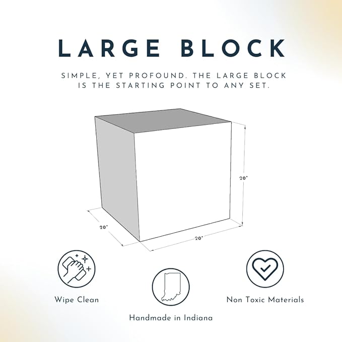 foamnasium Large Block, Indoor Foam Playset, Soft Toddler and Active Kids Play Foam Block for Crawling, Climbing, and Jumping, Made in The US, Enhanced Camel