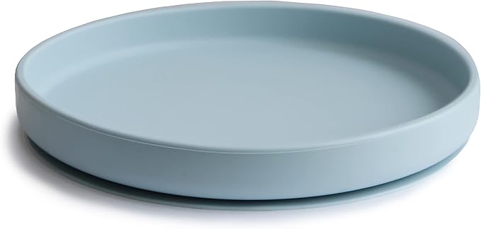 mushie Classic Silicone Suction Plate | BPA-Free Non-Slip Design (Powder Blue)