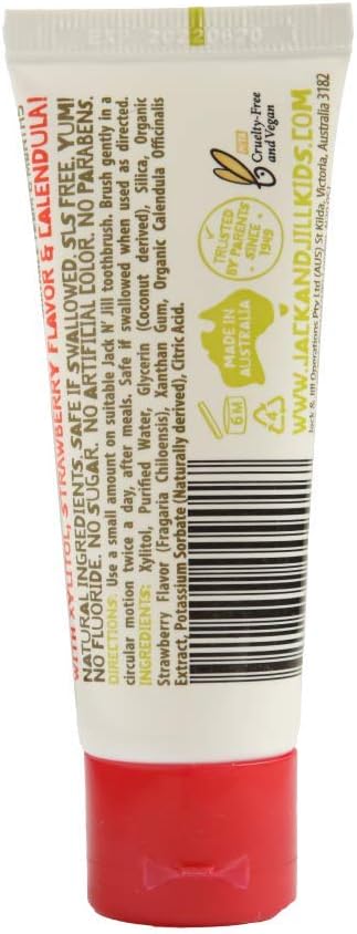 Jack N' Jill Natural Toddler Toothpaste for Baby, Kids and Infants 6 Months & Up, Fluoride Free Training Toothpaste for Toddlers 1-3 (1.76 Fl Oz (Pack of 6), Strawberry)