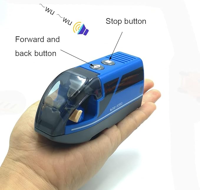 Battery Operated Train for Wooden Train Track Set Toys for Toddlers 3 4 5 Year Old Boys Kids Magnetic Couplings City Vehicle with Figures(Without Battery)