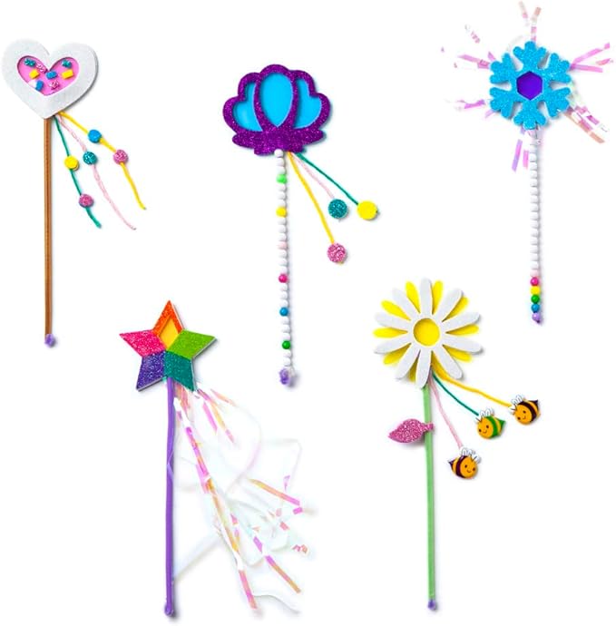 Craft-tastic — Make Your Own Little Magical Wands — Everything Included for 5 Fun DIY Magic Wands Art & Crafts Projects — Ages 4+