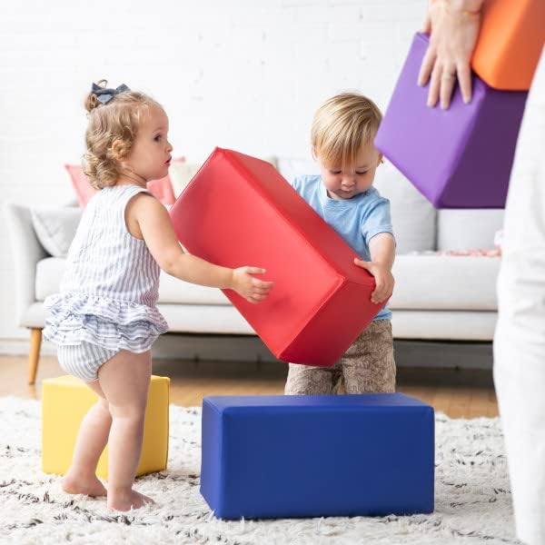 ECR4Kids ELR-12684 Softzone Foam Big Building Blocks, Soft Play for Kids (7-Piece Set), Toddler Blocks, Primary