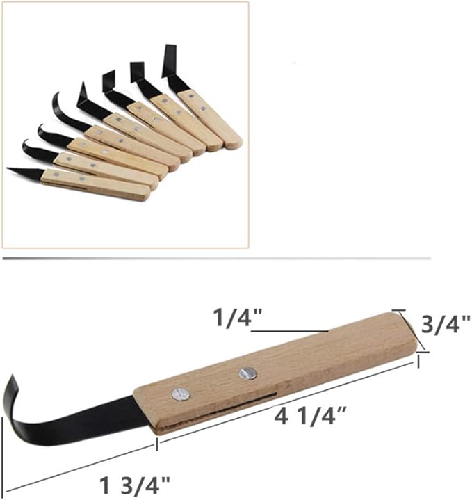 8 Pack Pottery Tools - Solid Wood Handle Stainless Steel Engraving Knives - Clay Hand Tools - Craft Trim Artist - Ceramic Tools Set Engraving, Shaping, Clay Sculpture, Styling