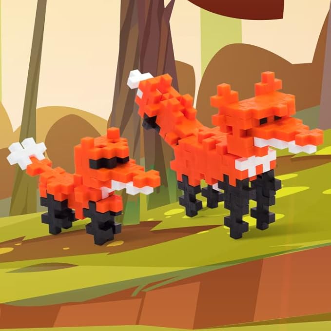 Plus Plus 3D Animal Figurine Building Block Set, 70 Mini Interlocking Puzzle Pieces, Fun Stem Toys for Kids - Fox Mini Maker Tube
