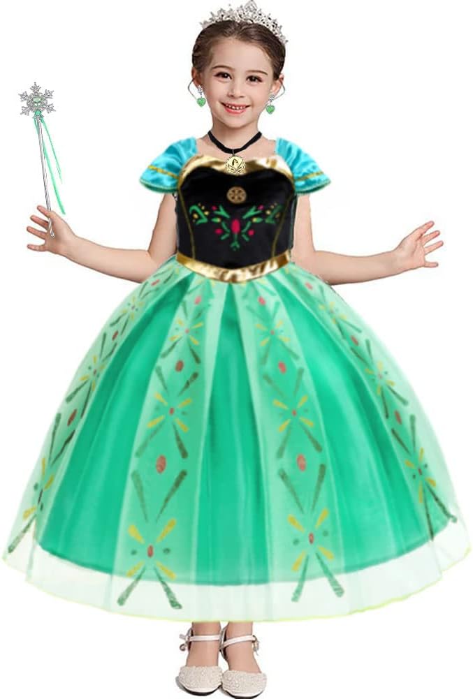 Princess Anna Costume Dress up Accessories for Girls Frozen Anna Cosplay Accessories Christmas Gifts Set Gloves Tiara Crown Necklace Wand Earrings Ring Princess Accessories