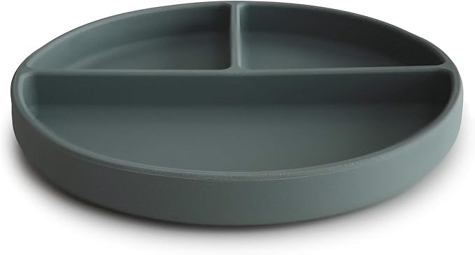 mushie Silicone Suction Plate | BPA-Free Non-Slip Design (Dried Thyme)