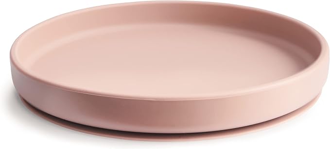 mushie Classic Silicone Suction Plate | BPA-Free Non-Slip Design (Blush)