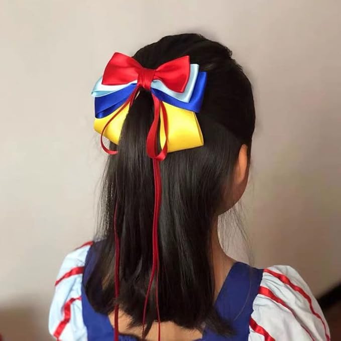 Princess Snow White Costume Dress up Accessories for Girls Princess Snow White Cosplay Party Favors Christmas Gifts Set Including Crown Hair Bow Gloves Accessories