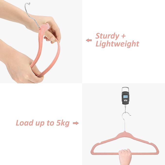 Kids Velvet Hangers 30 Pack, 11 Inch Size Non-Slip Baby Hangers, Space-Saving Nursery Hangers, Perfect Infant/Toddler Clothes Hangers for Daily Use(Pink)