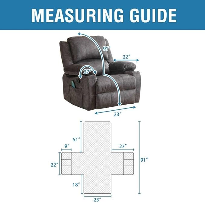 H.VERSAILTEX 100% Waterproof Recliner Chair Covers Dog Chair Cover Non Slip Covers for Recliner Chair with Pocket Electric Power Lift Recliner Slipcovers for Pets and Kids,Black/Beige