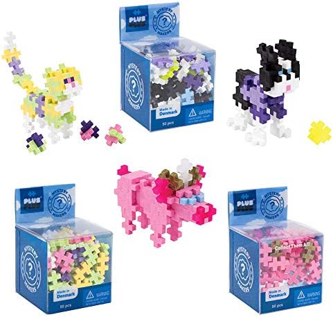 PLUS PLUS Set of 9 Mystery Makers, Stem Building Toy, Party Favor Gifts, Interlocking Mini 3D Puzzle Blocks for Kids - Pets, Animals, Fantasy