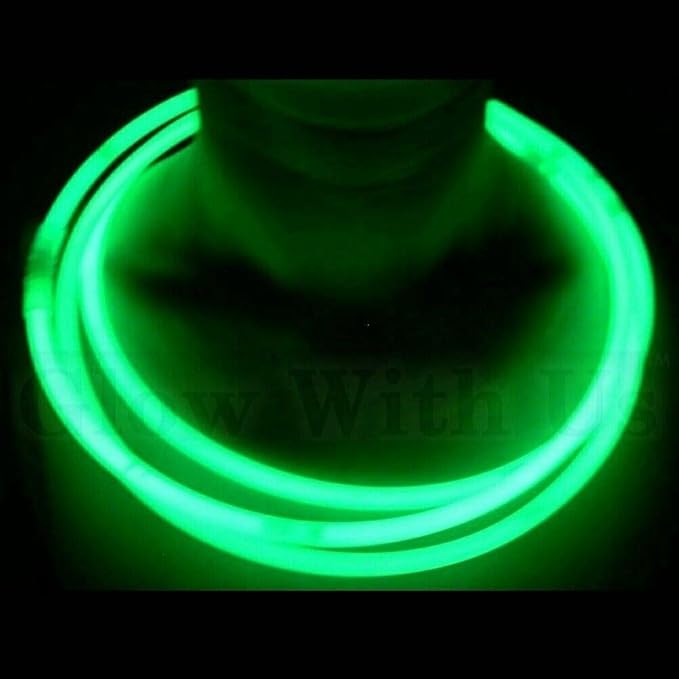 Glow Sticks Bulk Wholesale Necklaces, 1200 22” Green Glow Stick Necklaces, Bright Color, Glow 8-12 Hrs, Connector Pre-Attached, Sturdy Packaging, GlowWithUs Brand