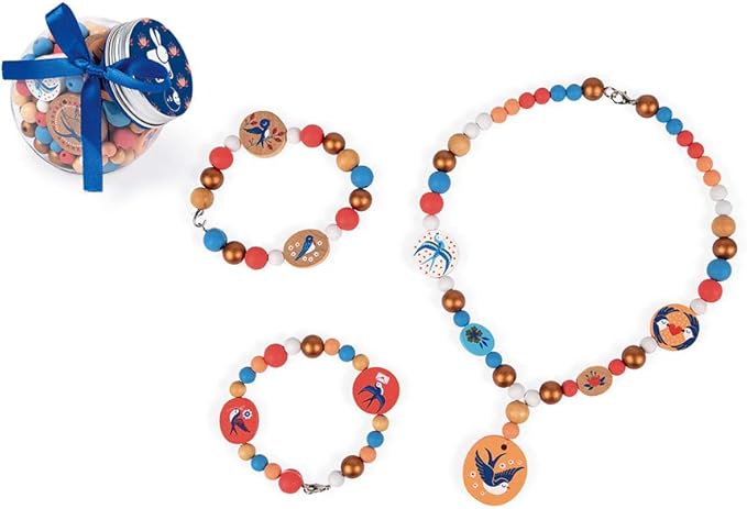 Janod Birdy Swallows Wooden 220 Beads Craft Set - Ages 6+ - J06671