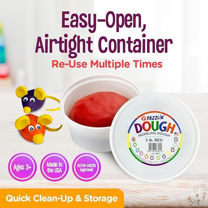 Hygloss Play Modeling Dough - Pink and Red Dough Unscented - Safe & Non-Toxic for Kids Arts & Crafts - Party Favors – Valentine’s and Classroom Supplies - 6lb Total