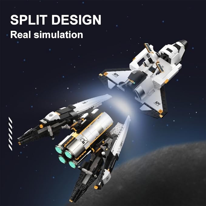 kowkis Space Shuttle Building Blocks Kits,Creative Collectible Display Spaceship Model Building Sets, Present Toy for Adults, T2001(1274 Pcs)