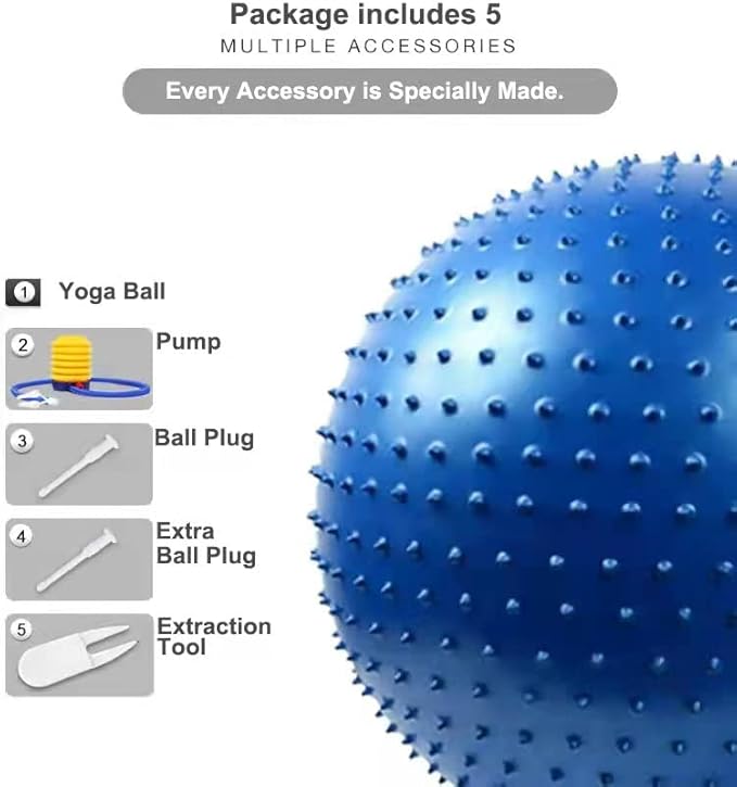 Large Sensory Massage Ball for Kids, 33.5" 85CM Bouncy Exercise Ball, Big Inflatable Ball with Tactile Spikes, Outdoor Ball Pool Ball Yoga Ball, Large Beach Ball (1 SET GREY BALL)