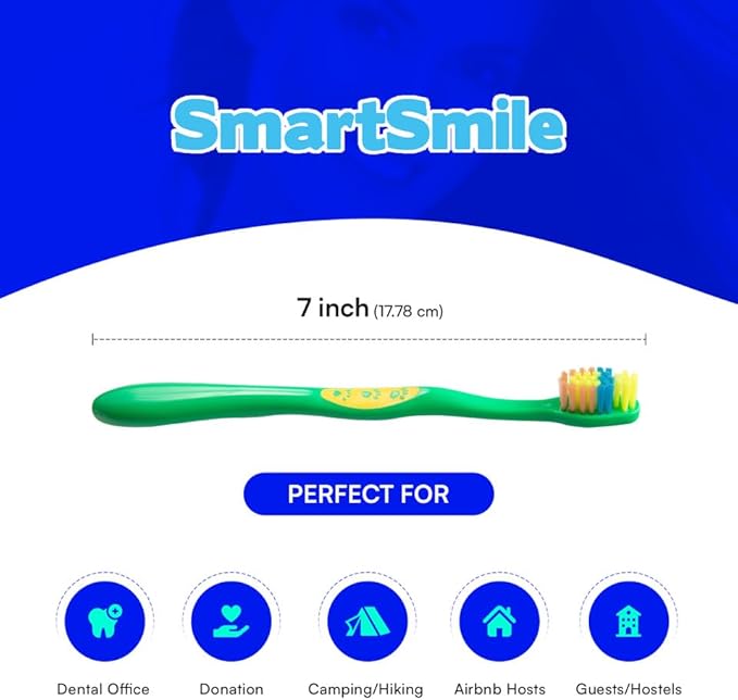 72 Pcs Bulk Kids Toothbrushes Individually Wrapped - Assorted Colors with Animal Paw Prints - Popular Dental Office Patient 21-542