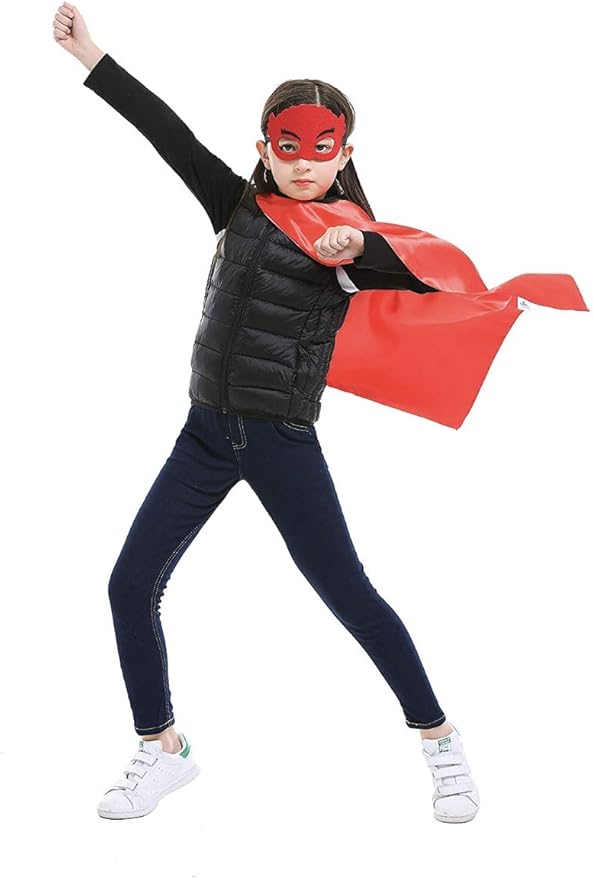 Bulk Superhero Capes for Kids - Satin Capes and Felt Masks With Embodied Three Bracelets for Boys and Girls Superhero Toys Costume 2-12 Year for boys party Gifts P-J
