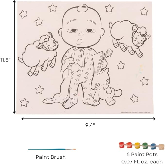 Innovative Designs Cocomelon Creative Coloring Canvas Painting and Activity Set for Kids, 1000+ pcs