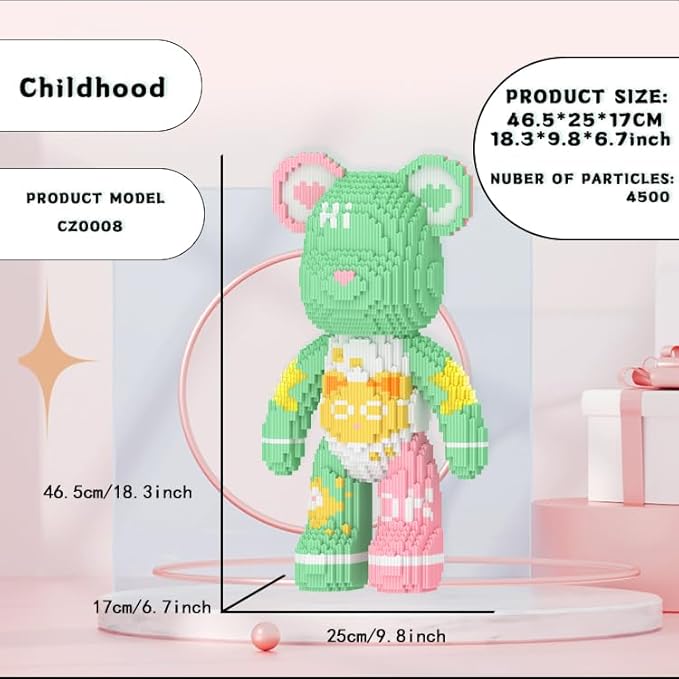OZTZ Toy Bear Building Blocks Kit - Creative Game of 3D Bear Building Block Toys Brick Decorative Items (Childhood)