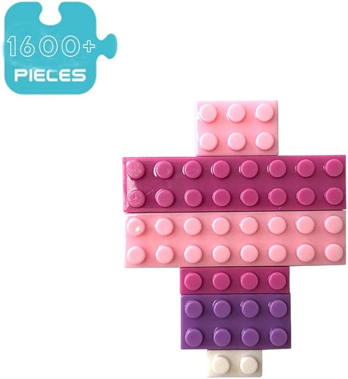 Building Bricks 1600+ Pieces Set - Classic Cartoon Characters Building Blocks - Mini Building Block for Boys Girls & Adults (Pink)