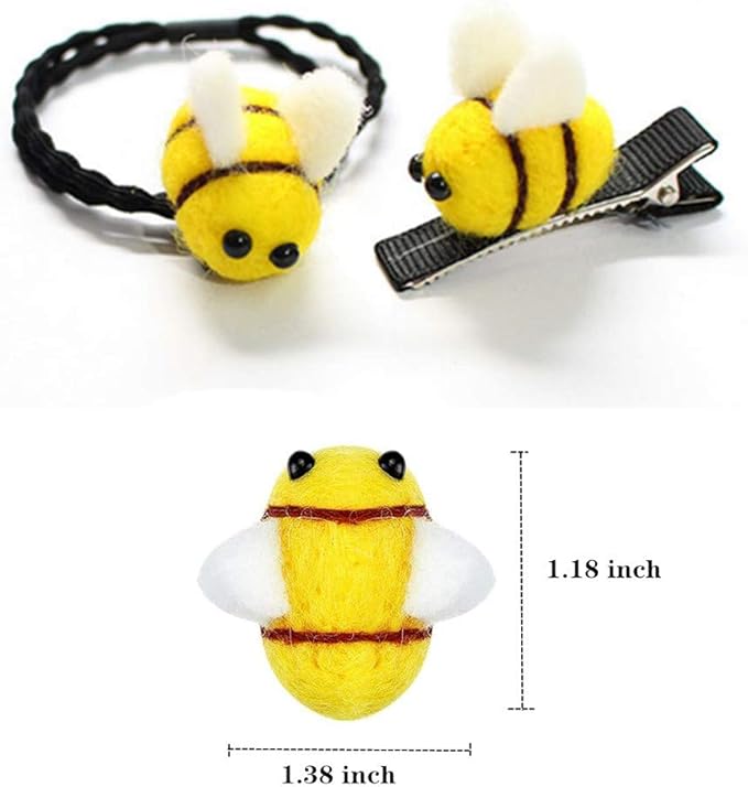 Minelife 18 Pieces Wool Felt Bee, Mini Craft Balls Bee Craft Ball Nursery for Baby Shower Nursery Tent Decoration DIY Craft