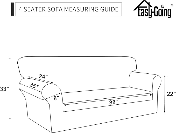 Easy-Going Sofa Slipcover Waterproof Sofa Cover Couch Cover for 4 Cushion Couch with Elastic Straps Washable Non-Slip Furniture Protector Cover for Pets, Dogs, Cat (XX-Large, Christmas Red)