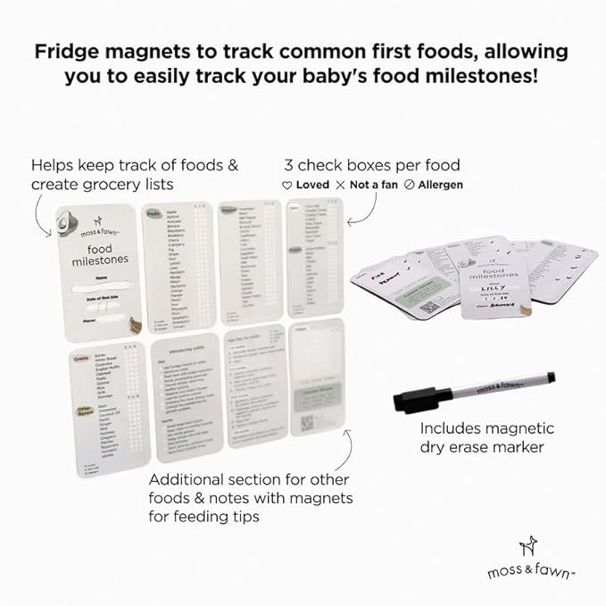 Baby’s First Bites Starter Kit – Ice Cube Tray, Forage Feeder, Freezer Mold & Pacifier Feeder – Milestone Magnet for Food Tracking & Feeding Tips – Baby Food Prep Essentials - Ecru