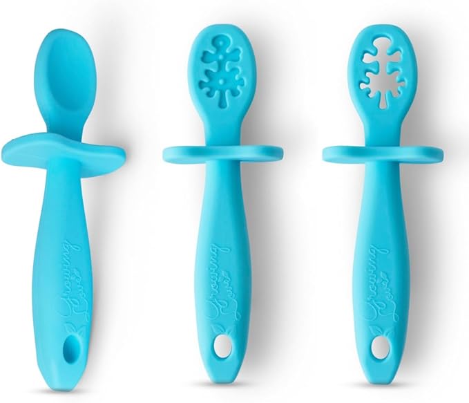 Growing Love Baby Spoons Set, Self Feeding 6 months, Pre-Spoon, Baby utensils, training spoon, cuchara bebe, blw, 100% silicone